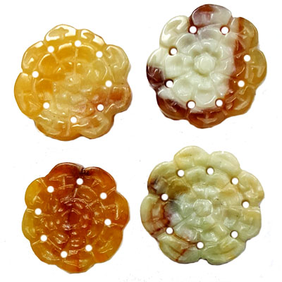 JADE SMALL PENDANT FLOWER 27MM MULTI (4 PCS)